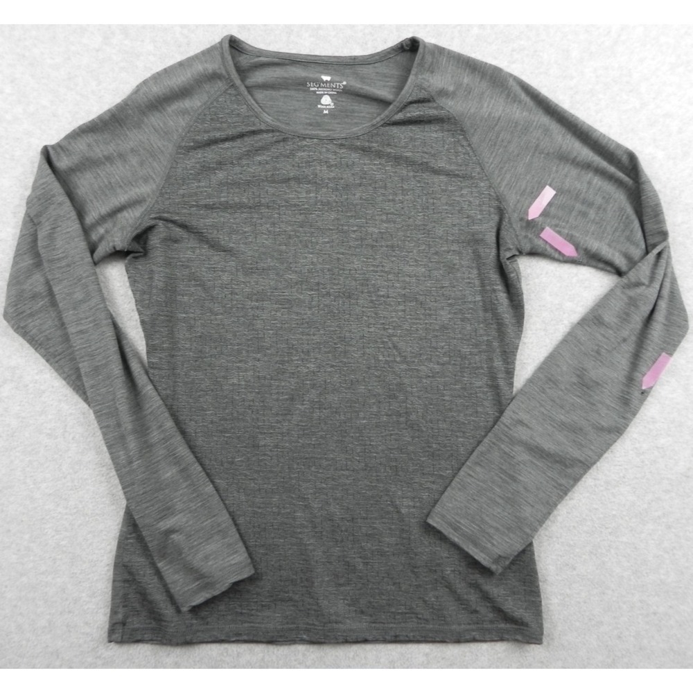 Segments Shirt Top Womens Medium Merino Wool Base Layer Outdoor Gray Long Sleeve